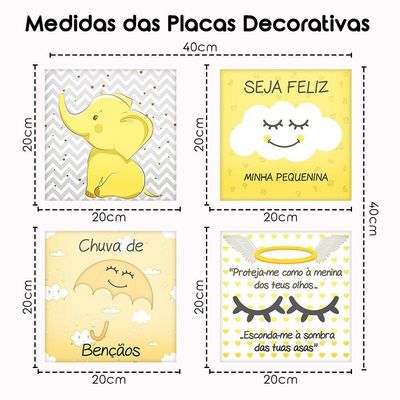Placa Quarto Bebê Menina E Menino Amarelo