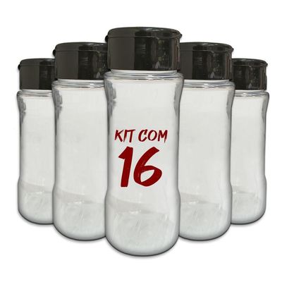 Pote Tempero Kit 16 Potes+24 Etiquetas Adesivas T130 Preta