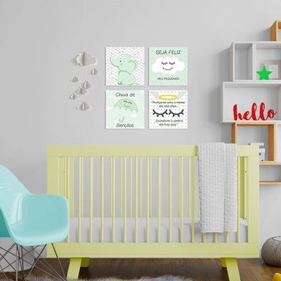 Placa Decorativa Infantil Quarto Bebê Menina E Menino Verde