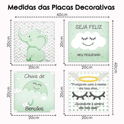 Placa Decorativa Infantil Quarto Bebê Menina E Menino Verde