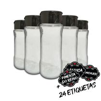 Pote Tempero Kit 12 Potes+24 Etiquetas Adesivas Transparente