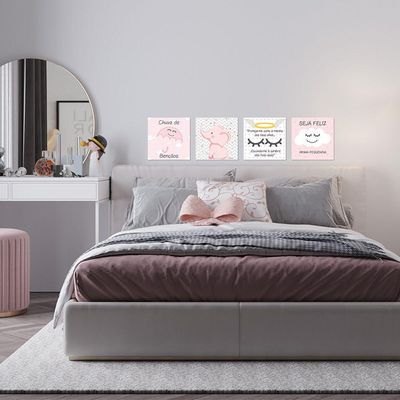 Placa Decorativa Infantil Quarto Bebê Menina E Menino Rosa