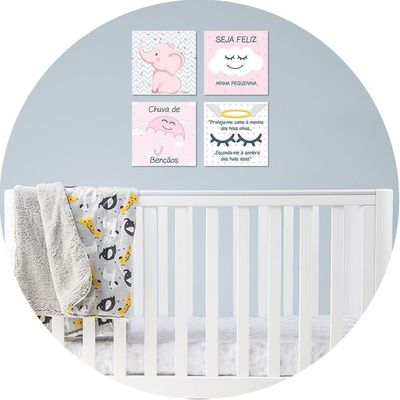 Placa Decorativa Infantil Quarto Bebê Menina E Menino Rosa