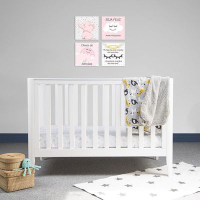 Placa Decorativa Infantil Quarto Bebê Menina E Menino Rosa