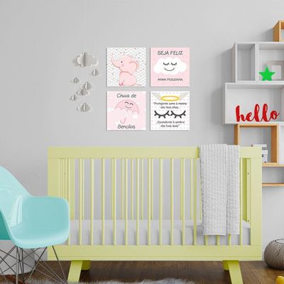 Placa Decorativa Infantil Quarto Bebê Menina E Menino Rosa