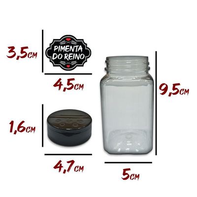 Pote Tempero Kit 8 Potes+24 Etiquetas Adesivas Q170 Preta