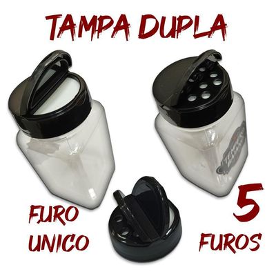 Pote Tempero Kit 8 Potes+24 Etiquetas Adesivas Q170 Preta