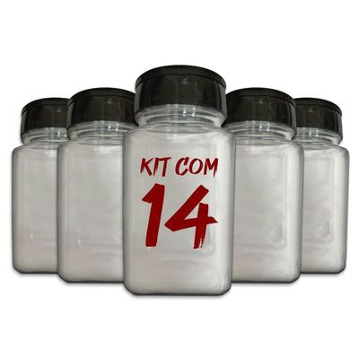 Pote Tempero Kit 14 Potes+24 Etiquetas Adesivas Transparente
