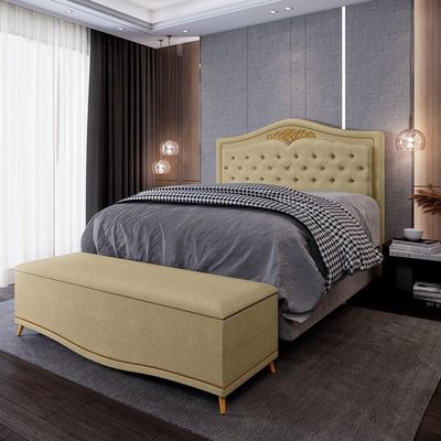Cabeceira Casal King 195Cm Baú J02 Linho Areia