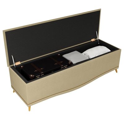 Cabeceira Casal King 195Cm Baú J02 Linho Areia