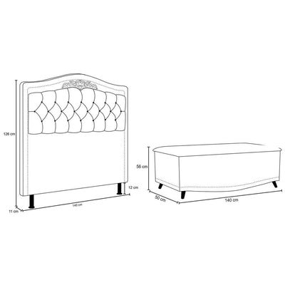 Cabeceira Cama Box Casal 140Cm C/ Calçadeira Baú J02 Rosê
