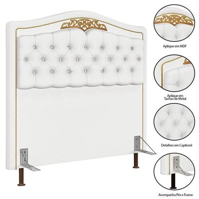 Cabeceira Casal Queen 160Cm C/ Calçadeira Baú J02 Branco