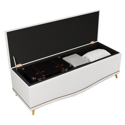 Cabeceira Casal Queen 160Cm C/ Calçadeira Baú J02 Branco