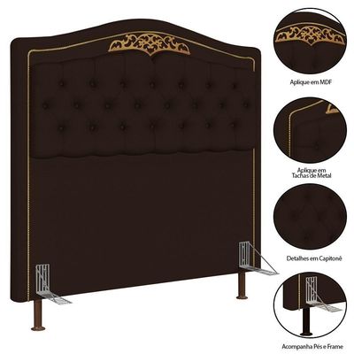 Cabeceira Casal King 195Cm Baú J02 Marrom Escuro