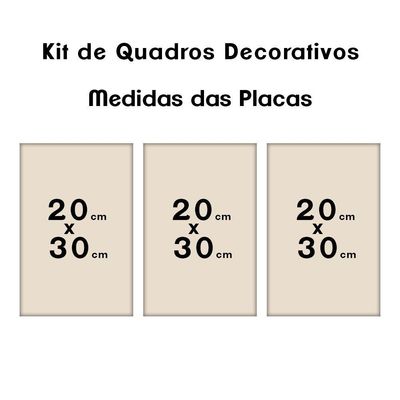 Kit Placa Decorativo Com Textura 3 Un 20X30 Coração E Flores