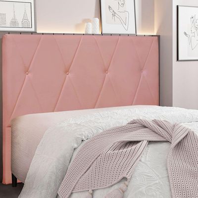 Cabeceira King 1,95m Aquilla Veludo Rosa - Pallazio