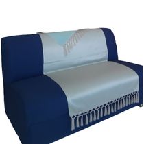 Capa manta sofá sala xalé bege turquesa jacquard  0,90x1,80