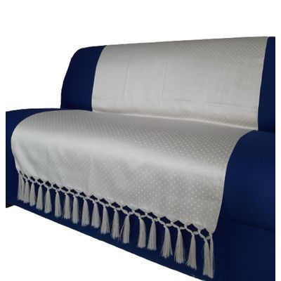 Capa manta sofá sala xalé bege jacquard poa 0,90x1,80