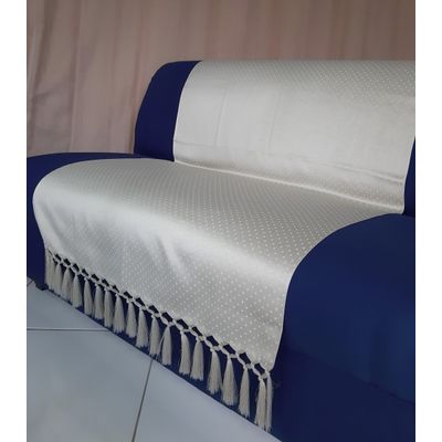 Capa manta sofá sala xalé bege jacquard poa 0,90x1,80