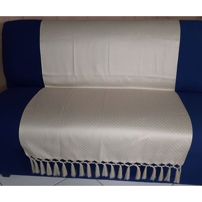 Capa manta sofá sala xalé bege jacquard poa 0,90x1,80