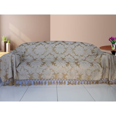 Capa manta sofá sala xalé dourado bege  jacquard 1,80x2,80