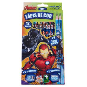 Lapis-de-Cor-12-Cores-com-Apontador-Borracha-e-2-Lapis-HB-Marvel-Vingadores-Molin