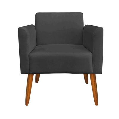 Poltrona Marisa Suede Pés Palito Castanho D´rossi preto