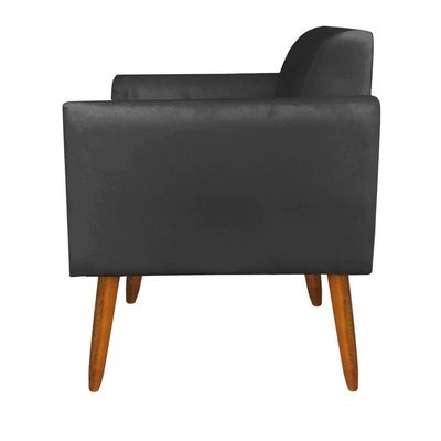 Poltrona Marisa Suede Pés Palito Castanho D´rossi preto