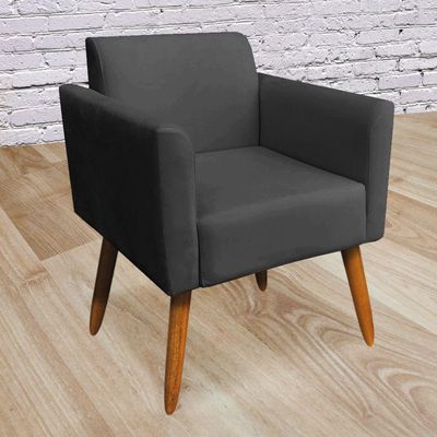 Poltrona Marisa Suede Pés Palito Castanho D´rossi preto