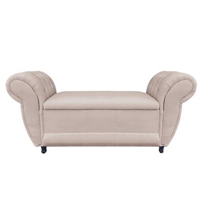 Recamier com Baú Grécia 195cm Suede Bege