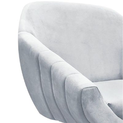 Poltrona Giratória Giovana Suede Cinza Base Madeira