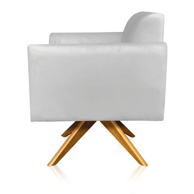 Poltrona Giratória Marisa Suede Base Madeira