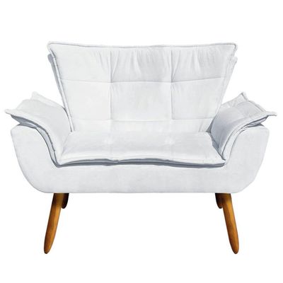Kit 01 Namoradeira 01 Poltrona Giratória Suede Base Madeira