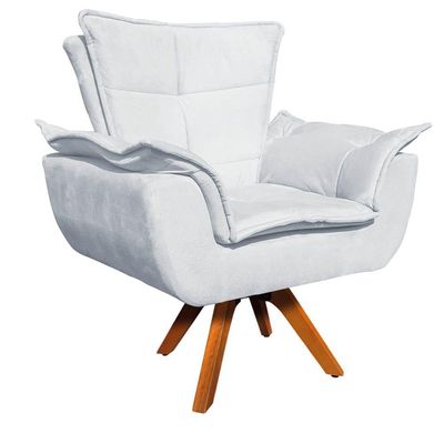 Kit 01 Namoradeira 01 Poltrona Giratória Suede Base Madeira