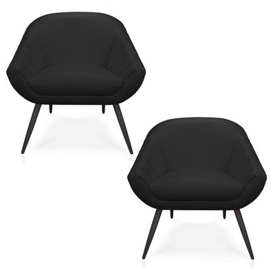 Kit 02 Poltronas Giovana Corino Preto Pés Palito De Ferro
