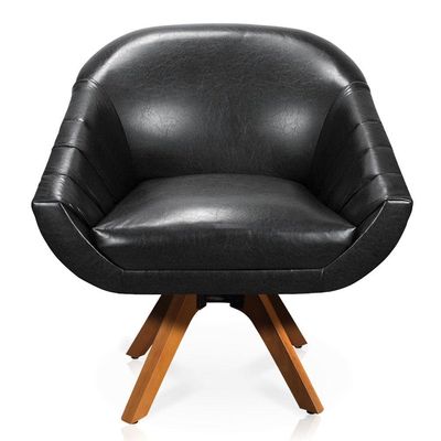 Poltrona Giratória Giovana Corano Preto Base Base Madeira