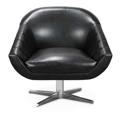 Poltrona Giratória Giovana Corano Preto Base Cromada