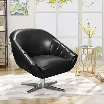 Poltrona Giratória Giovana Corano Preto Base Cromada
