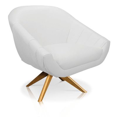 Poltrona Giratória Giovana Corino Branco Base Madeira Ma30