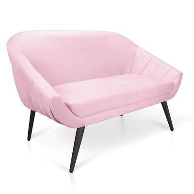 Kit 01 Namoradeira 02 Lugares e 02 Poltronas Giovana Suede Rosa Bebê de Ferro