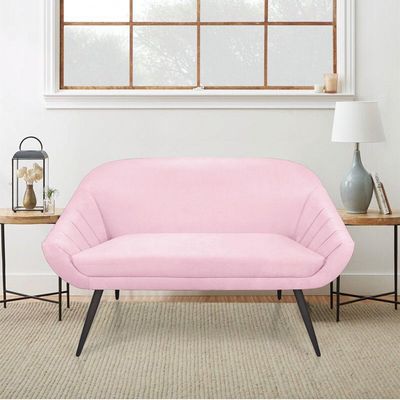 Kit 01 Namoradeira 02 Lugares e 02 Poltronas Giovana Suede Rosa Bebê de Ferro