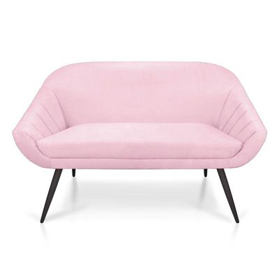 Kit 01 Namoradeira 02 Lugares e 02 Poltronas Giovana Suede Rosa Bebê de Ferro