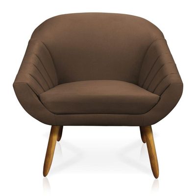 Kit 01 Namoradeira 02 Lugares e 02 Poltronas Giovana Suede Marrom Castanho