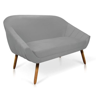 Kit 01 Namoradeira 02 Lugares e 02 Poltronas Giovana Suede Cinza Castanho