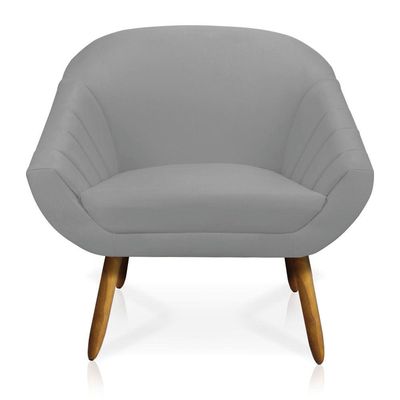 Kit 01 Namoradeira 02 Lugares e 02 Poltronas Giovana Suede Cinza Castanho