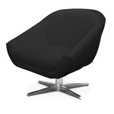 Poltrona Giratória Giovana Corino Preto Base Cromada