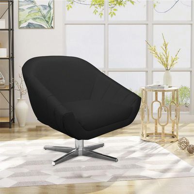 Poltrona Giratória Giovana Corino Preto Base Cromada