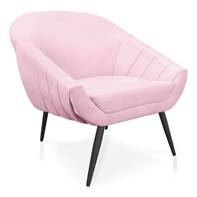 Kit 01 Namoradeira 02 Lugares e 01 Poltrona Giovana Suede Rosa Bebê de Ferro