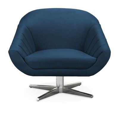 Poltrona Giratória Giovana Suede Base Cromada - D'rossi Cor Azul Marinho