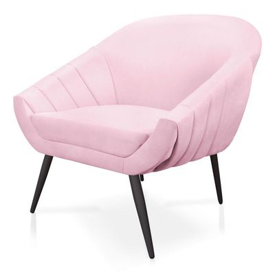 Kit 02 Poltronas Giovana Suede Rosa Bebê de Ferro
